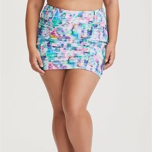 Torrid Watercolor High Waist Ruched Swim Skirt 3X